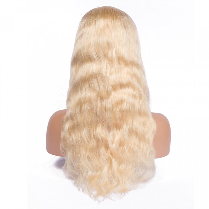 Natural Hairline Lace Front Wigs Blonde Color #613 Natural Wavy Human ...