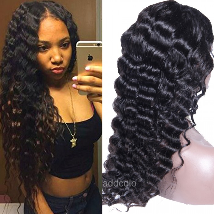 U Part Wig Brazilian Hair Deep Wave Wig Natural Color