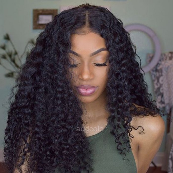 Silk Top Glueless Lace Wigs Kinky Curly Middle Part Human Hair